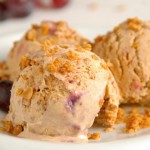 Cinnamon Ice Cream with Grape Ripple and Caramelized Oats