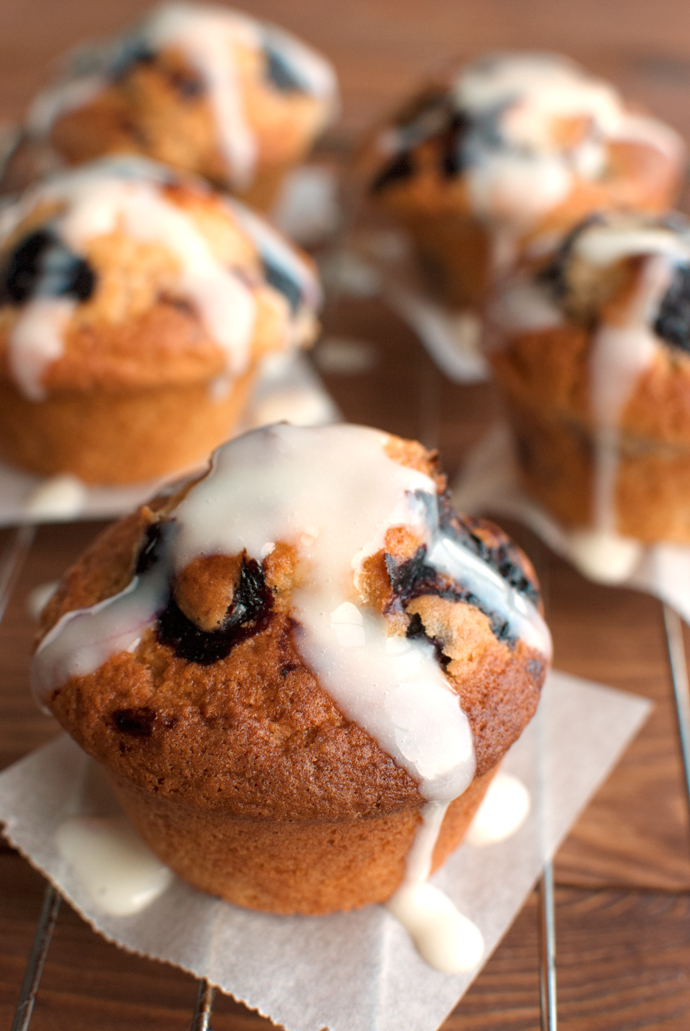 The Tough Cookie | Best Blueberry Muffins Ever: Double Blueberry with a Sweet Sour Cream Drizzle | thetoughcookie.com