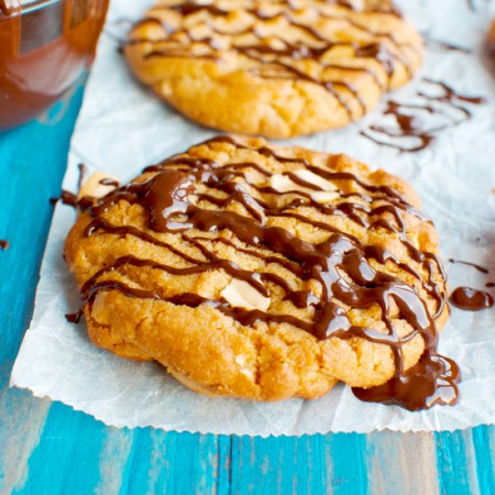 Easy Peanut Butter Cookies with a Dark Chocolate Drizzle