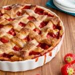 Strawberry and Rhubarb Pie with Mascarpone Cream Featured
