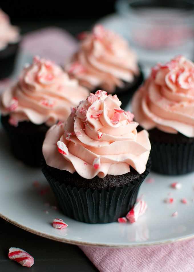 CHOCOLATE CUPCAKES WITH AN AMAZING CANDY CANE BUTTERCREAM