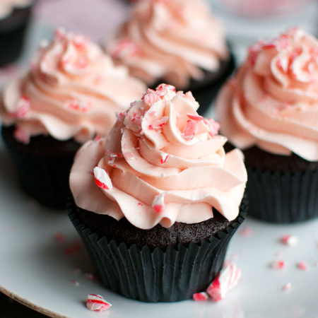 Chocolate Cupcakes with an Amazing Candy Cane Buttercream