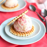 Vanilla Ice Cream with Rhubarb and a Cookie Swirl