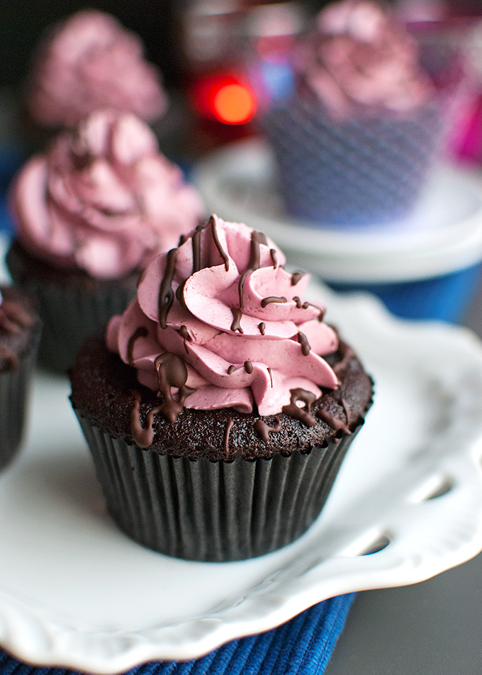 Dark Chocolate Cupcakes with Cassis Buttercream | The Tough Cookie | thetoughcookie.com