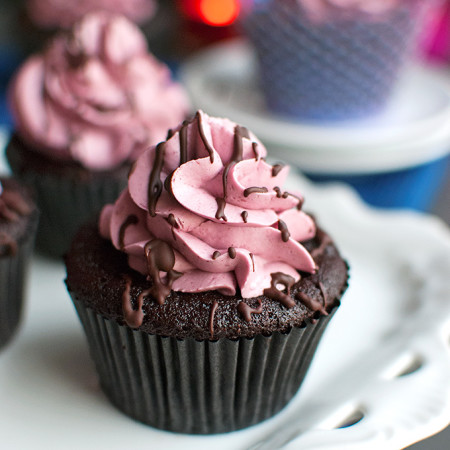 Dark Chocolate Cassis Cupcakes