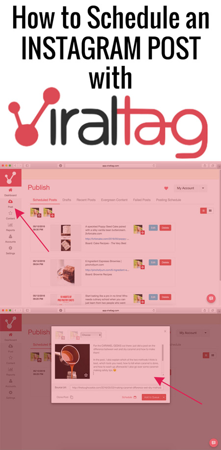 How to Schedule an Instagram Post Using Viraltag | thetoughcookie.com