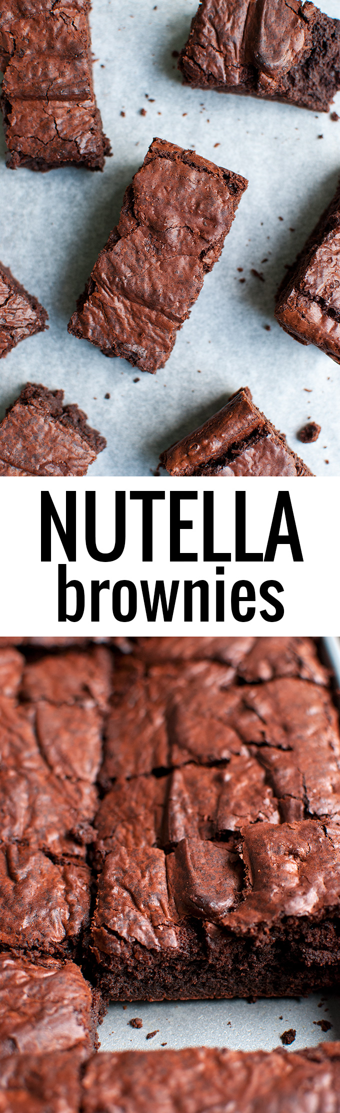 Nutella Brownies | These super fudgy brownies are made with bittersweet chocolate and Nutella. They are sooo good! | thetoughcookie.com