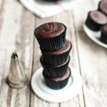 Dark Chocolate Mini Cupcakes - This is a GREAT building block recipe. Just add your favorite frosting! | thetoughcookie.com